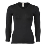 Langærmet bluse, uld/silke, Black, str. 34/36 fra Engel Natur