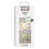 BIBS Supreme Silicone Ivory/Sage | Size 1 - 2 PACK