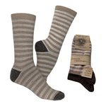 Strømper beigestribet & mørkebrun str. 39/42 2-pak