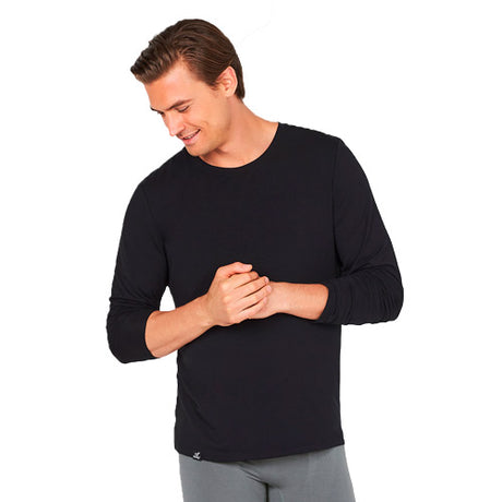 Men´s Long Sleeve Crew Neck T-Shirt sort str. L fra Boody