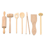 Børne køkkentræsæt 7 stk i bøgetræ fra Biogan