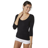 Scoop 3/4 Sleeve Top sort str. M fra Boody
