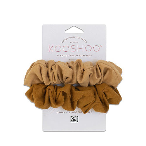 Hår scrunchie Gylden/Sand plastfri 2 stk fra KooShoo