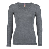 Langærmet bluse, ren uld, Slate, str. 42/44 fra Engel Natur