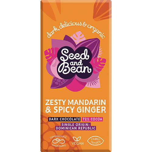 Mørk chokolade 72% Mandarin & Ingefær Ø fra Seed & Bean