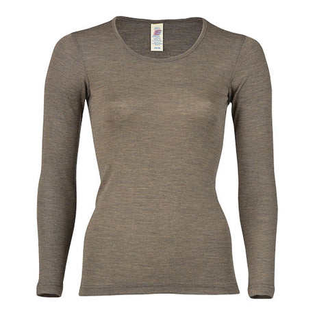 Langærmet bluse, uld/silke, Walnut, str. 34/36 fra Engel Natur