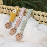 BIBS Pacifier Clip Braided Sage/Ivory fra BIBS
