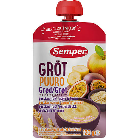 Grød med passionsfrugt, æble og banan fra 6 mdr. fra Semper
