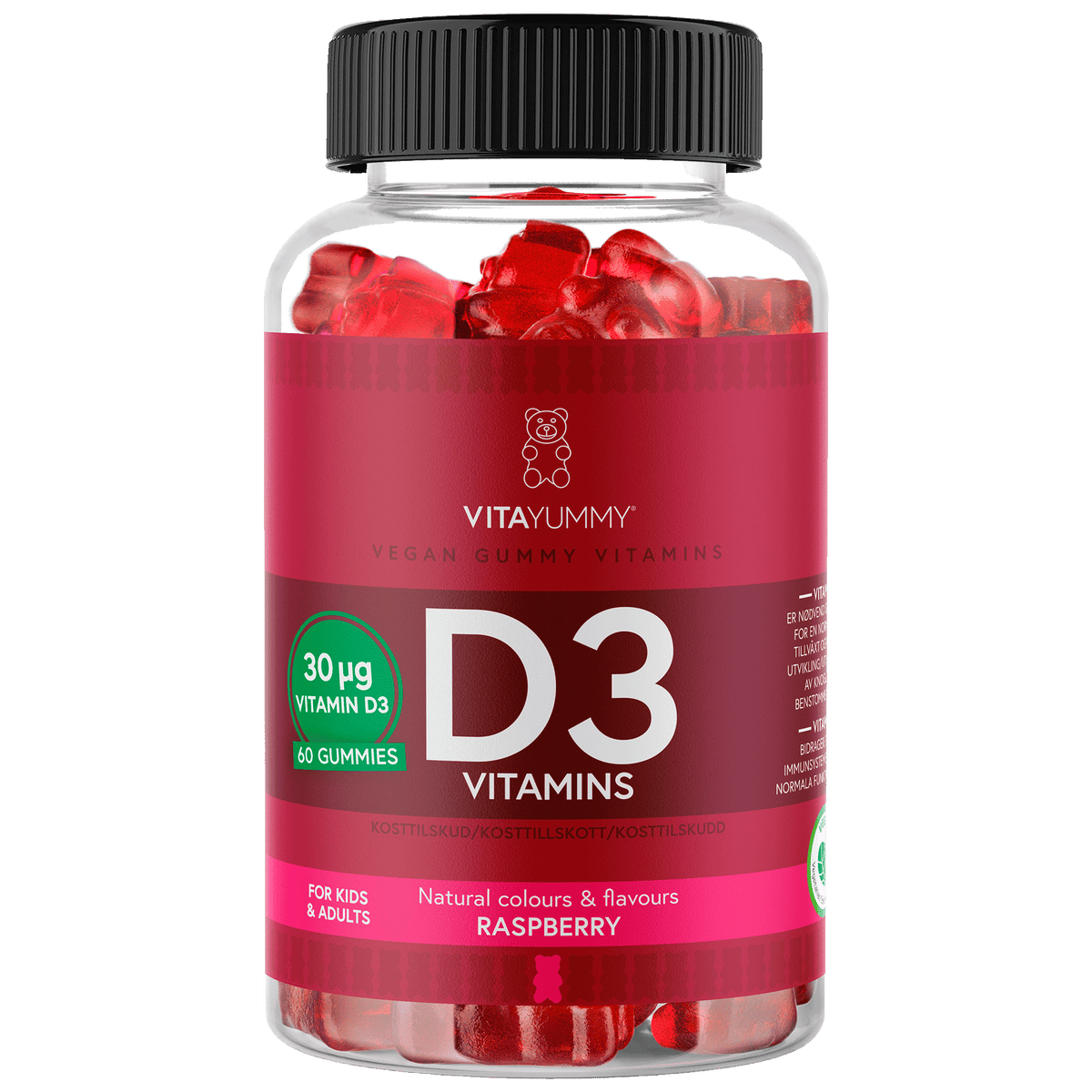 VitaYummy D3 Vitamins Raspberry | 60 stk