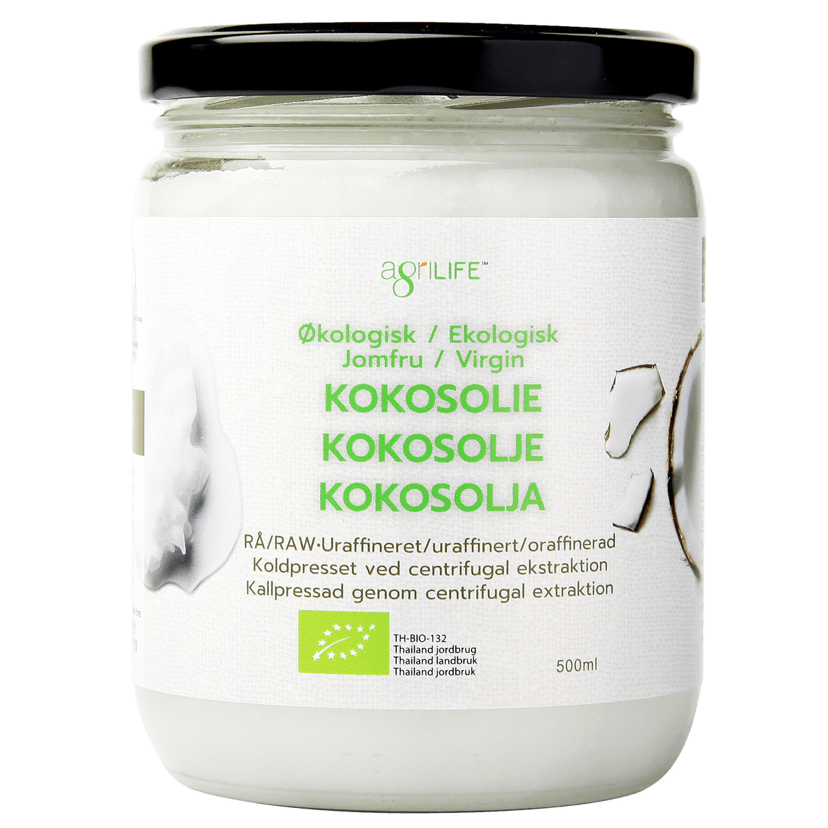AgriLife Panacea Jomfru Kokosolie Agrilife Økologisk | 500 ml.