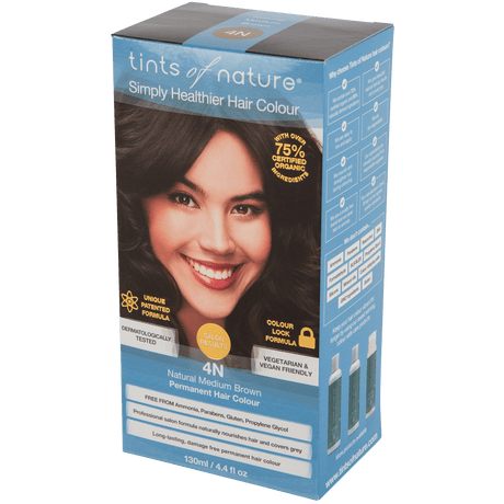Tints of Nature Permanent Hårfarve | Naturlig Medium Brun 4N