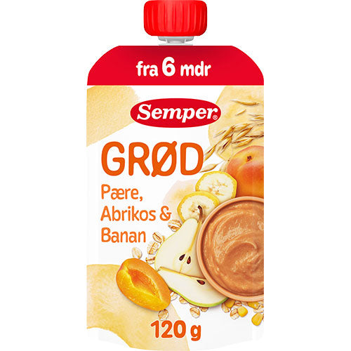 Semper Frugtgrød Med Pære, Abrikos & Banan Fra 6 Mdr. | 120 g fra Semper