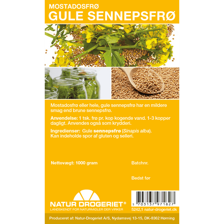 Natur-Drogeriet Sennepsfrø Gul Hel Mostadosfrø | 1 kg fra Natur-Drogeriet