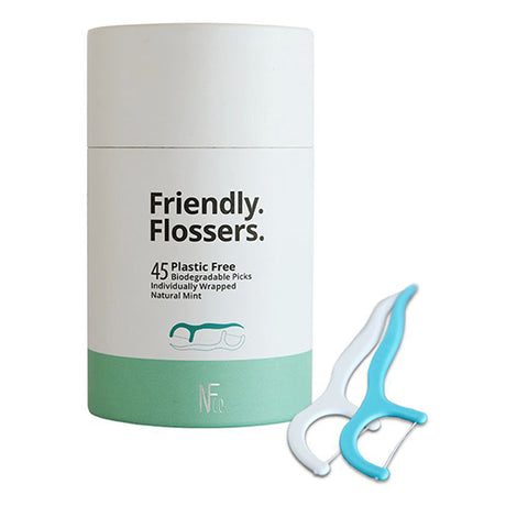 Tandstik m. tandtråd Friendly Flossers fra The Natural Family Co.