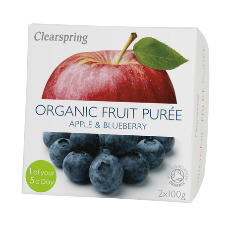 Clearspring Frugtpuré Økologisk 200 g | Æble & Blåbær