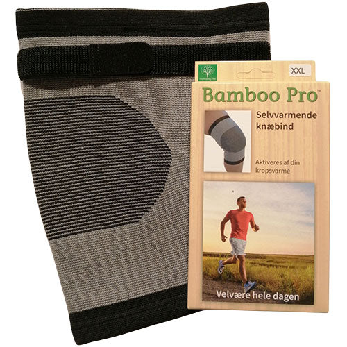 Knæbind Str: 2XL m/velcrobånd, selvvarmende fra Bamboo Pro