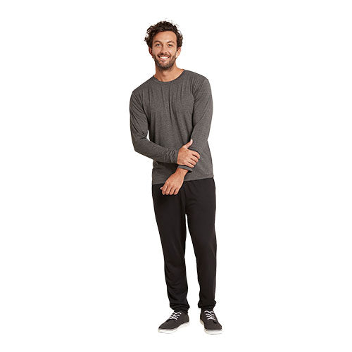 Men´s  Long Sleeve Crew T-shirt Dark Marl str. S fra Boody