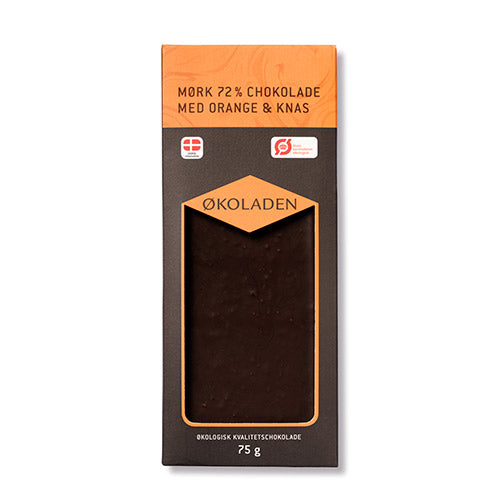 Chokolade mørk orange/knas Ø fra Økoladen