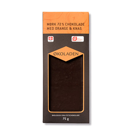 Chokolade mørk orange/knas Ø fra Økoladen