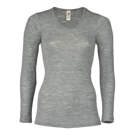 Langærmet bluse, uld/silke, Light grey, str. 38/40 fra Engel Natur