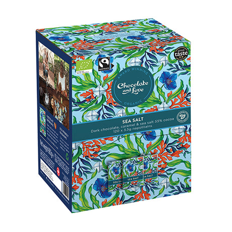 Sea Salt Dispenser box 120x5.5g chokolader.  Ø fra Chocolate and Love
