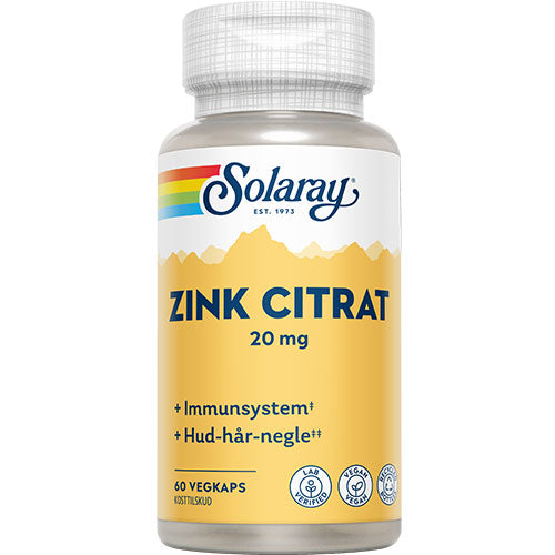 Zink Citrat 20 mg fra Solaray