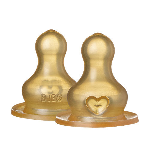 BIBS Bottle Nipple Latex Slow Flow 2 PACK fra BIBS