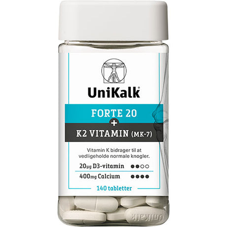 UniKalk Forte 20 + K2 Vitamin fra Unikalk