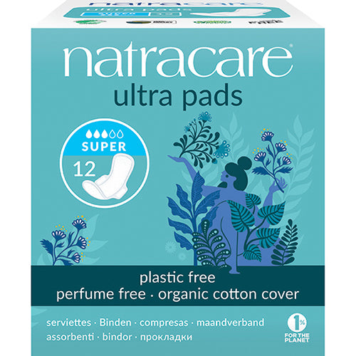 Natracare bind 12 stk SUPER m. vinger fra Natracare