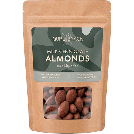 Mandler m. hvid chokolade & lakrids Ø fra Guru Snack