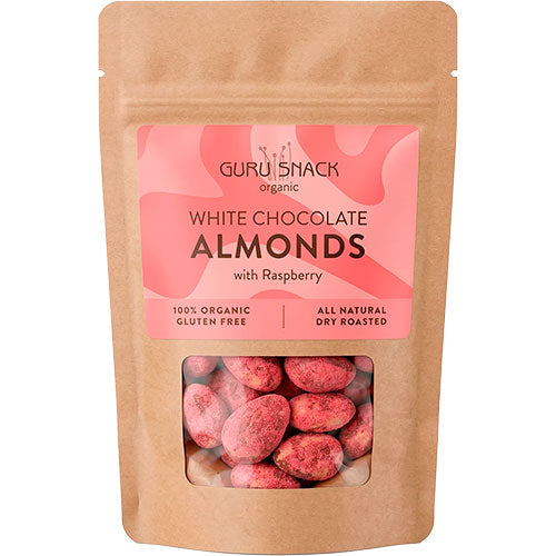 Mandler m. hvid chokolade & hindbær Ø