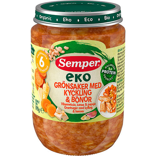 EKO Grøntsager med kylling & bønner Ø fra Semper EKO