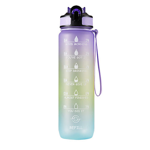 Motivationsflaske 1 ltr Lilla/Gul/Blå fra Motivational Bottle